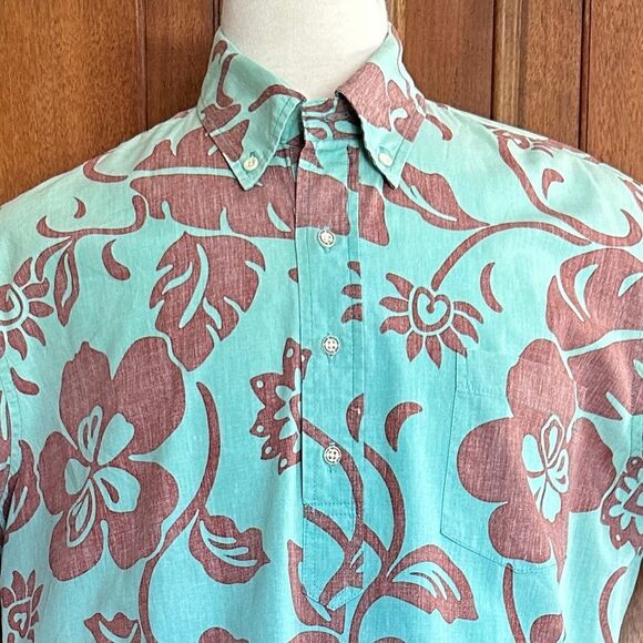 Vintage Reyn Spooner Shirt Reverse Print Pullover Monstera Leaf Size L - Picture 2 of 15